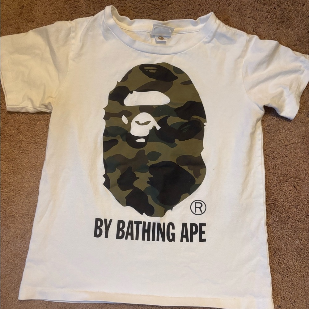 Bape White Tee with Camouflage Logo